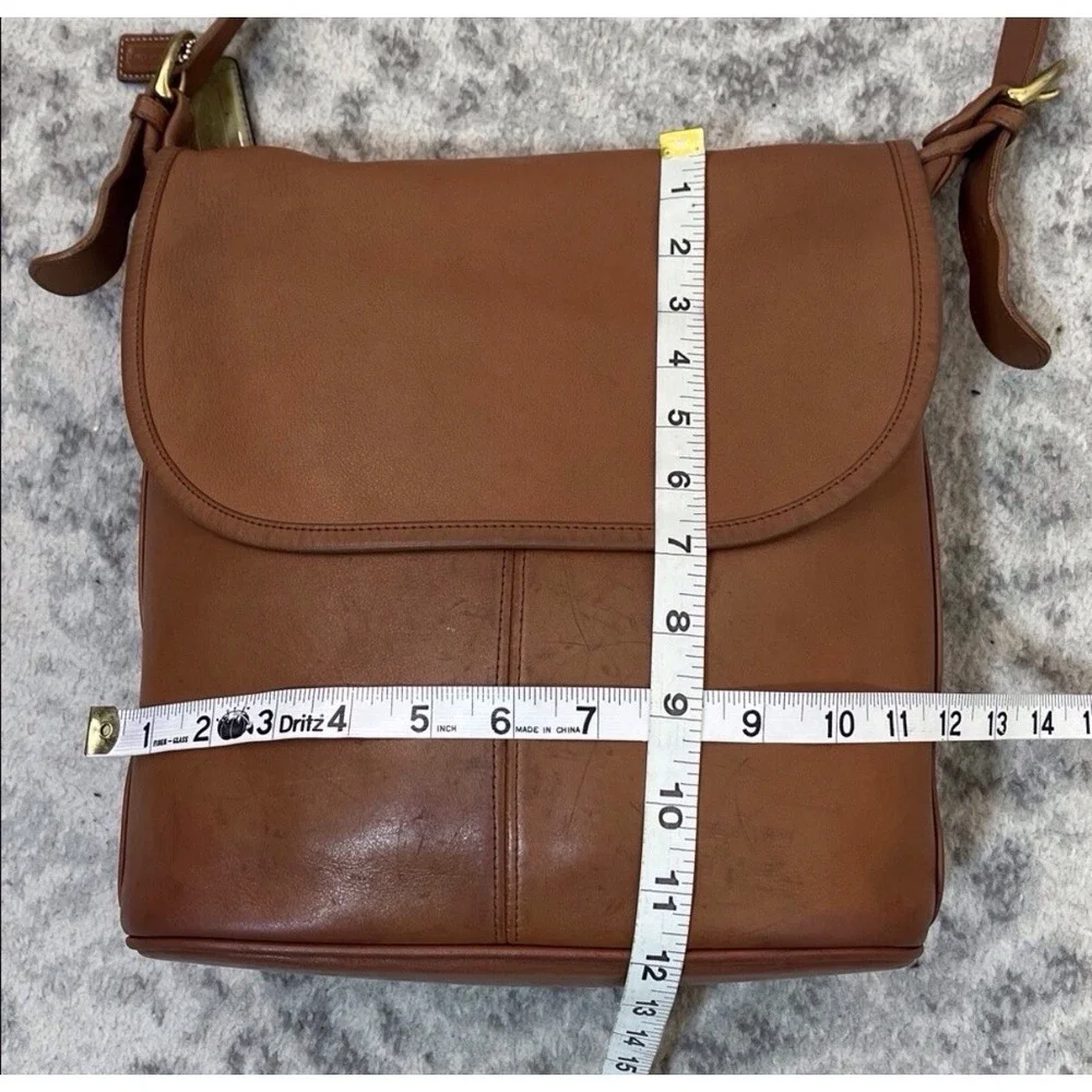 Vintage Coach Whitney 4115 Flap Crossbody Brown Leather USA 90s 12x11
